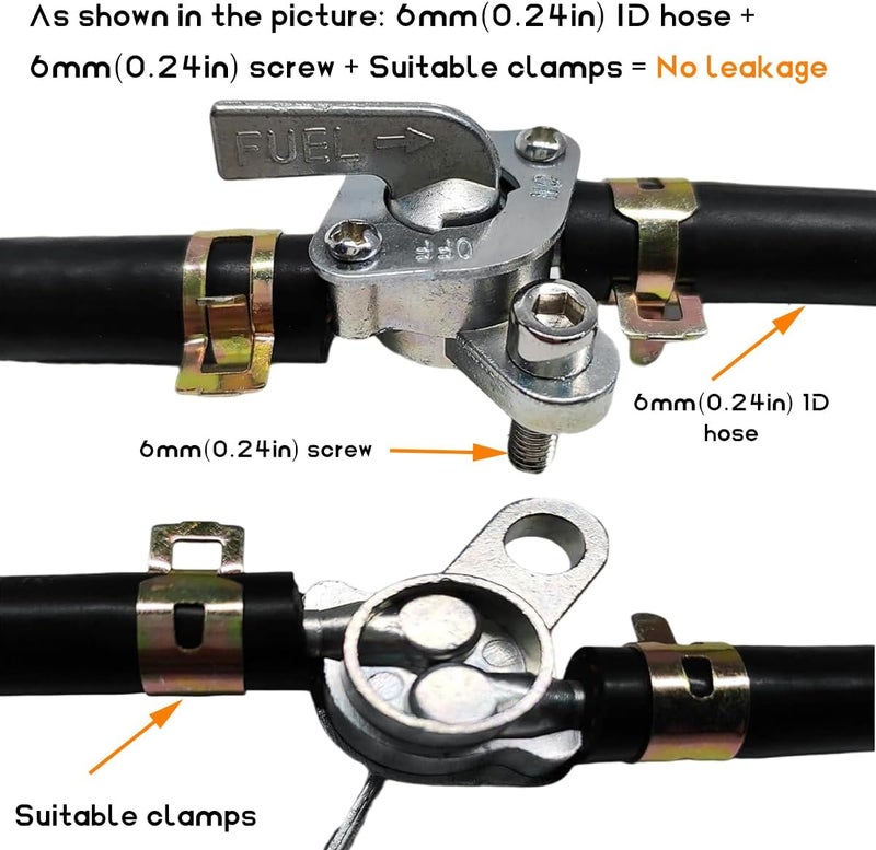Wevdn 4 PCS Inline Fuel Tank Tap Valve, 6mm Motorcycle Inline Gas Fuel Petcock Shut Off Switch, Fuel Tank Tap Valve On-Off Switch for ATV 50cc 70cc 90cc 110cc 125cc 140cc 150cc - Image 3